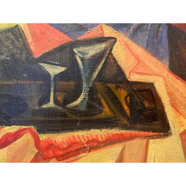 Arnold Rosin Framed 1950 French Cubist Still Life Oil Painting For Sale In South Bend - Image 6 of 13