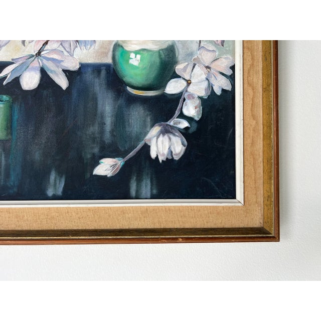 White 1970's Ruth Sheldon Still Life Oil on Canvas Painting, Framed For Sale - Image 8 of 10