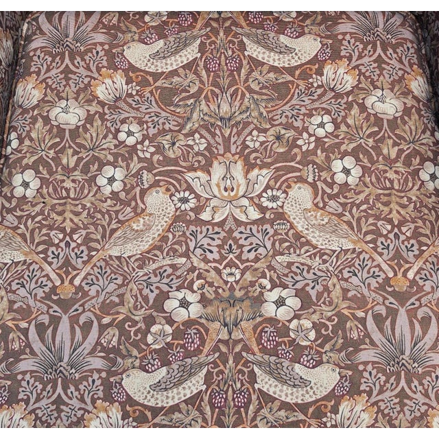 Vintage Hickory Chair Co Wingback William Morris Strawberry Thief Fabric For Sale In Miami - Image 6 of 18