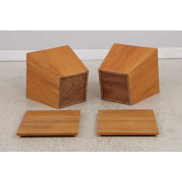 Pair Modern Arts & Crafts Design Oak Box Tables For Sale - Image 13 of 13