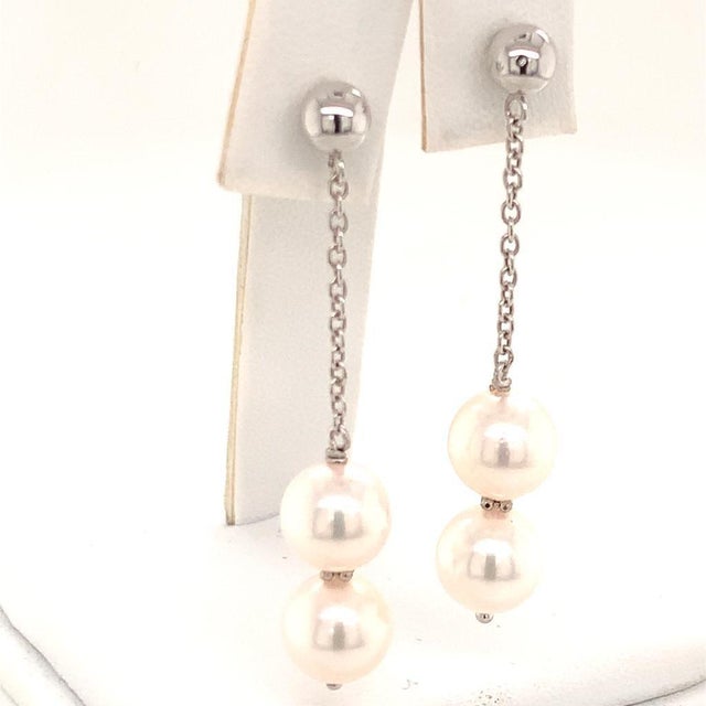Akoya Pearl Earrings 14k White Gold Certified For Sale - Image 9 of 13