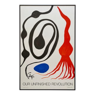 Alexander Calder Vintage 1976 Mid Century Modernist Mourlot Fine Art Lithograph Print Framed Our Unfinished Revolution Poster " Octopus " 1975 For Sale