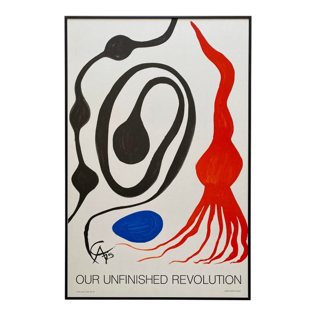Alexander Calder Vintage 1976 Mid Century Modernist Mourlot Fine Art Lithograph Print Framed Our Unfinished Revolution Poster " Octopus " 1975 For Sale