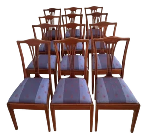 Set of 14 Antique Early 20th-Century Dining Chairs (12 Side Chairs + 2 Armchairs)