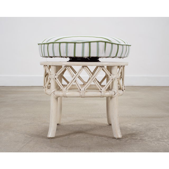 20th Century Round Rattan Swivel Ottoman Stool by Ficks Reed For Sale - Image 16 of 18