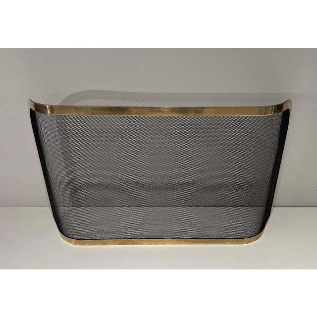 1970 Curved Brass Fireplace Screen and Grills For Sale - Image 4 of 12