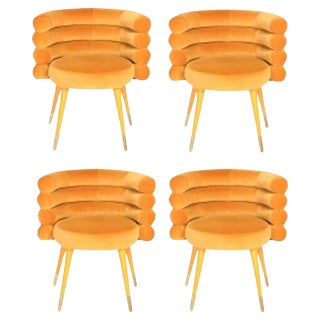 Mustard Marshmallow Dining Chairs by Royal Stranger, Set of 4 For Sale