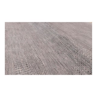 12' x 15' Savannah Hand Knotted Modern Grey Wool & Silk Rug For Sale