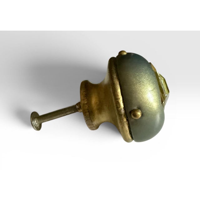 Gray Set of Eight Hollywood Regency Metallic Wood Knobs With Iridescent Aurora Borealis Gems For Sale - Image 8 of 18