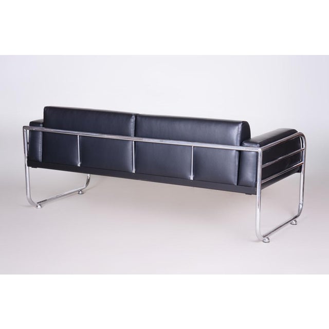 Bauhaus Sofa in Chrome and Leather by Vichr a Spol, Czech, 1930s For Sale - Image 6 of 13