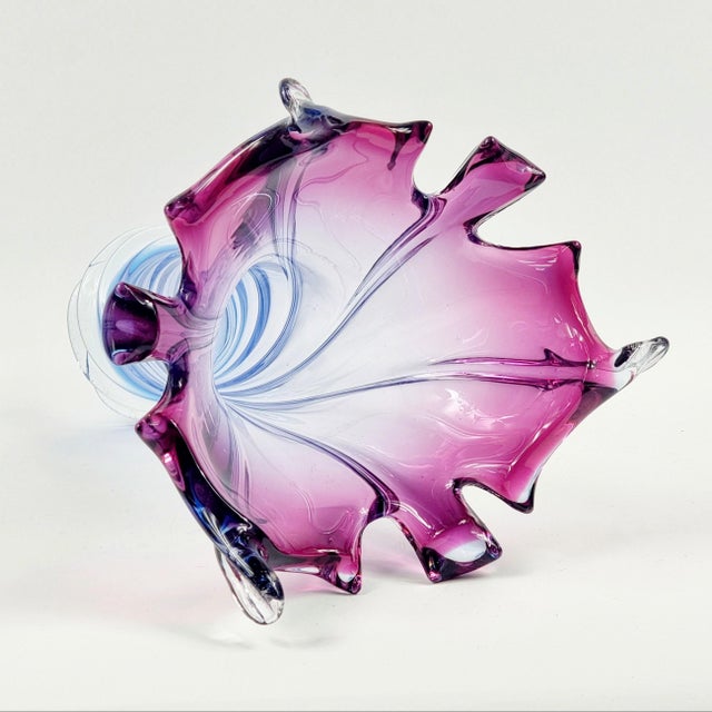 Blue XL Mid-Century Twisted Murano Glass Vase From Fratelli Toso, Italy, 1960s For Sale - Image 8 of 9