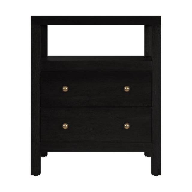 Spritely Home Accent Furniture Nora 21 in. W Rectangular Wood 2 Drawer Nightstand with Open Shelf, Antique Coffee For Sale - Image 4 of 8