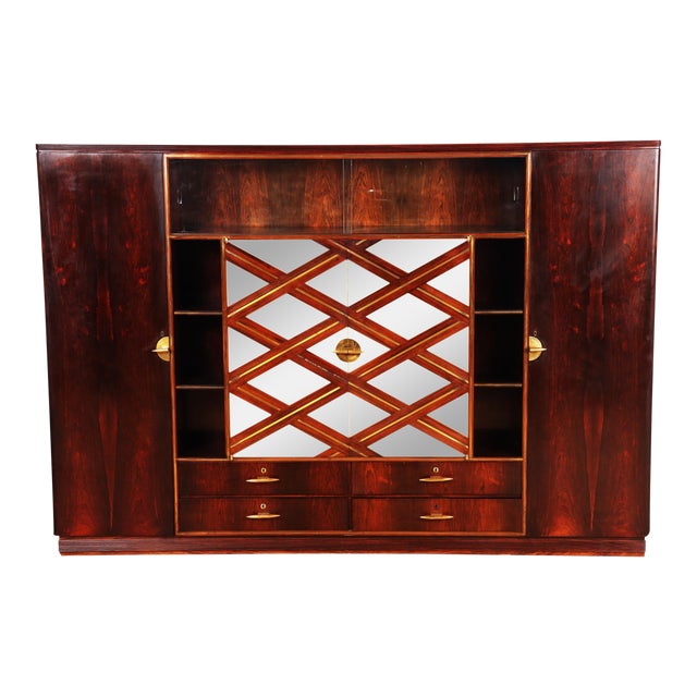 1940s Paolo Buffa Italian Rosewood and Parchment Cabinet For Sale