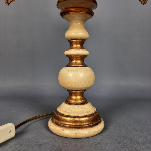 Abat Jour Table Lamp in Gilded Turned Wood, 1960s For Sale - Image 9 of 14