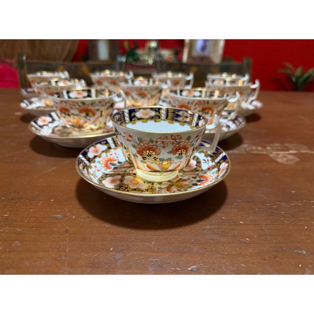 A Super Fine Set of 10 Royal Crown Derby Imari Pattern Cups and Saucers by Stevenson & Hancock, Circa 1860's Made by...