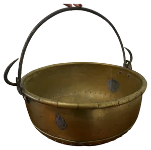 Large 19th Century Swing Handled Brass Pan, 1850s