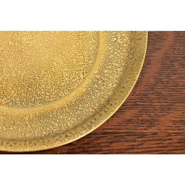 Metal Tiffany Studios New York Bronze Doré Shallow Bowl With Decorative Border For Sale - Image 7 of 11