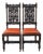 Pair of Antique Jacobean Revival Carved Oak Hall Chairs With Heraldic Crest Backs & Leather Seats For Sale