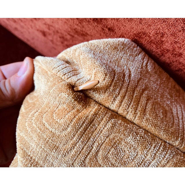 Modern Custom Abstract Pattern Goldtone Rectangular Pillow With Feather Insert For Sale - Image 3 of 4