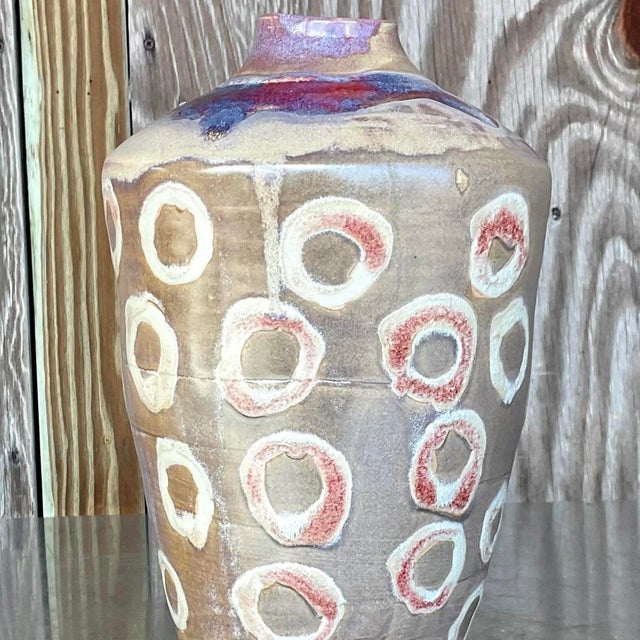 Vintage Boho Signed Studio Pottery Vase For Sale - Image 11 of 15
