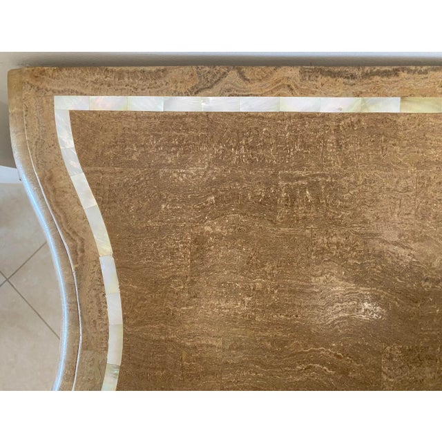 Console/Entry Table With Stone Top and Mother of Pearl Inlay For Sale - Image 9 of 13