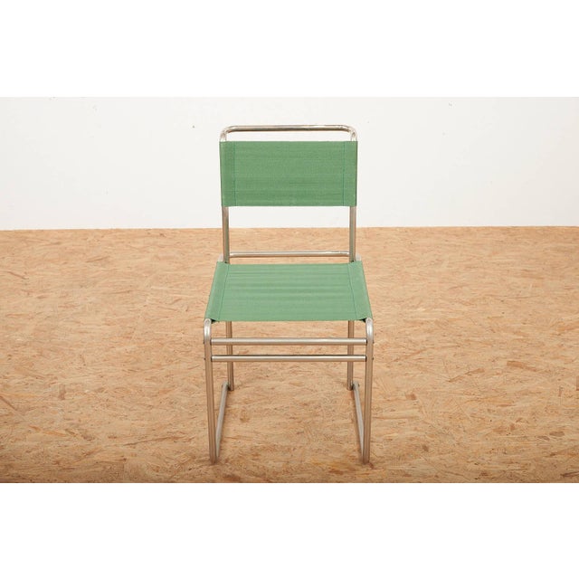 Marcel Breuer B5 / B40 Chair in Chrome-Plated Tubular Steel with Green Fabric Seat by Marcel Breuer for Tecta, 1980s For Sale - Image 4 of 14