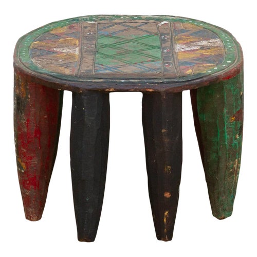 Mid-Century African Stool W/Original Paint