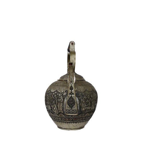 Traditional Large Copper Tea Pot with Engraving, 1940s For Sale - Image 3 of 17