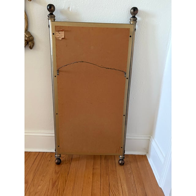 Campaign 1960s “Brassed” Wood Hollywood Regency Meets Campaign Mirror For Sale - Image 3 of 4