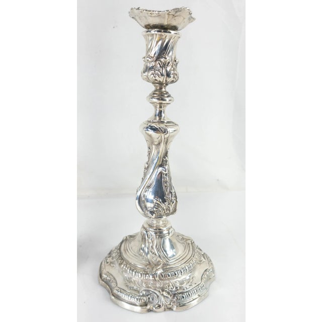 Rococo 19th Century Pair of French White Bronze Louis XV Rococo Style Candlesticks For Sale - Image 3 of 12