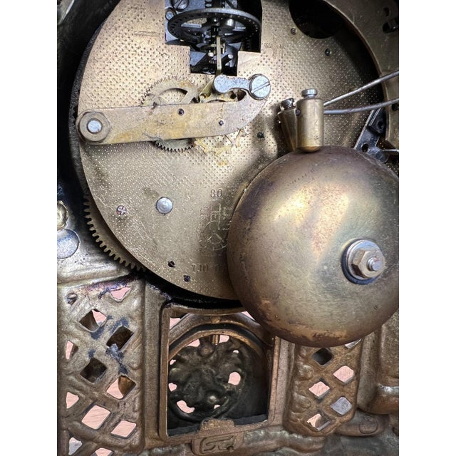 Vintage Brass Figural Mantel Clock For Sale - Image 12 of 13