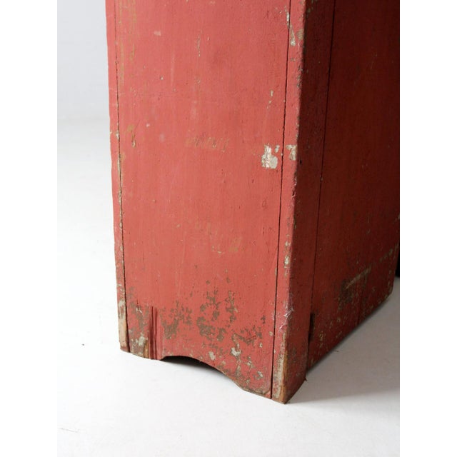 Wood Antique Primitive Painted Wood Cabinet For Sale - Image 7 of 11