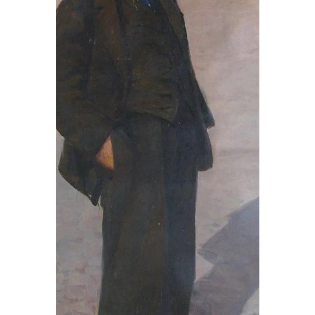 Lenin Portrait Painting, Antique Soviet Socialist Realism Art 200-130 For Sale - Image 4 of 6