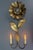 Mid-Century Modern brass and metal flower-shaped twin arm sconce, France, 1950s. This beautiful Mid-Century Modern wall...