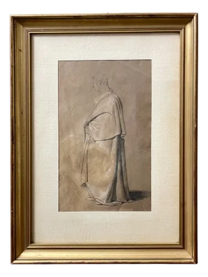 Neoclassical Italian Drawing, Framed Portrait