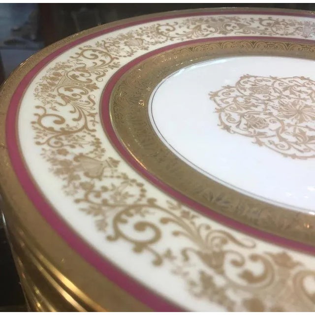 Ceramic 1930s Opulent Set of 12 Gold Encrusted Service Dinner Plates For Sale - Image 7 of 11