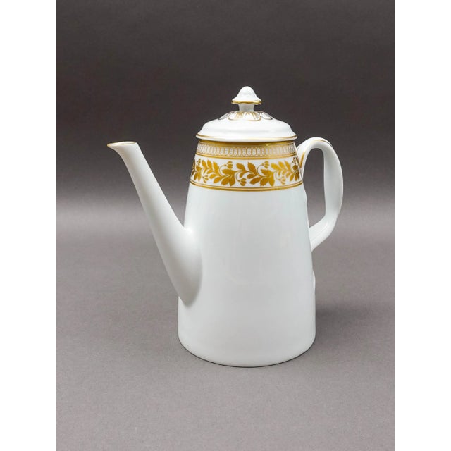 Vista Alegre Portugal Anna White & Gold Porcelain Lidded Coffee Tea Pot Measures approximately: 8 1/2" long, 4 7/8" wide,...