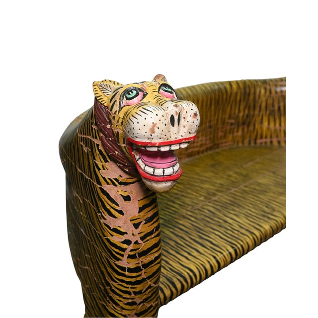 Yellow Wooden Vintage Seating Bench - Outdoor Collectible Chair - 1990's For Sale - Image 8 of 8