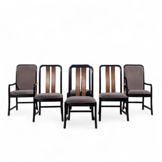 Black Postmodern Dining Chairs by Bernhardt, Black Lacquer & Birdseye Maple, Set of 6, 1980s For Sale - Image 8 of 18