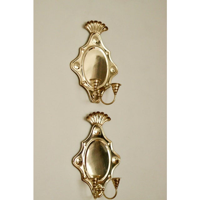 Large Mid-Century Modern Baroque Swedish Brass Sconces, Set of 2 For Sale - Image 4 of 9