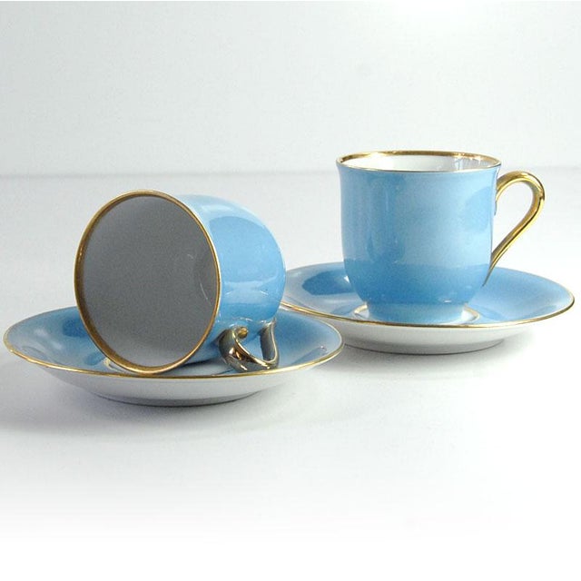 1950s Blue & Gold Coffee Cups from Oskar Schaller Bavaria, Germany, 1950s, Set of 4 For Sale - Image 5 of 11