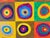 An original abstract painting in the style of Wasssily Kandinsky. This painting depicts a color study with concentric...