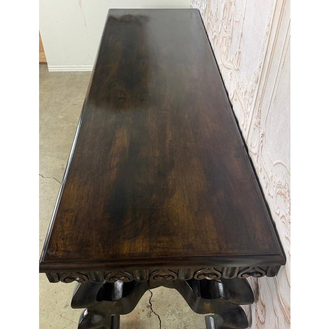 Spanish Revival Hand-Carved Walnut Console Table, Circa 1920-1940 For Sale - Image 15 of 18