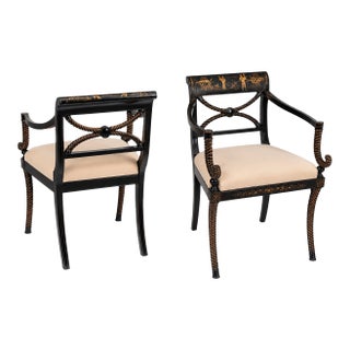 Rose Tarlow Chinoiserie Rope-Twist Armchairs – Pair For Sale