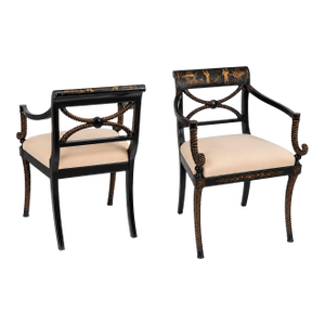 Rose Tarlow Chinoiserie Rope-Twist Armchairs – Pair