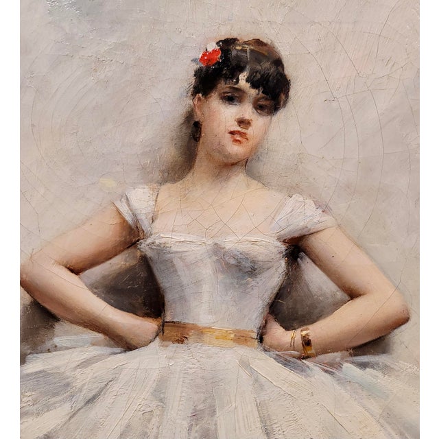 Leon François Comerre -Portrait of a Ballerina W/ White Tutu- Oil Painting For Sale In Los Angeles - Image 6 of 11