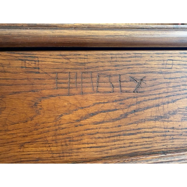 Antique English Slant-Top Gothic Revival Oak Double School Desk For Sale - Image 9 of 10