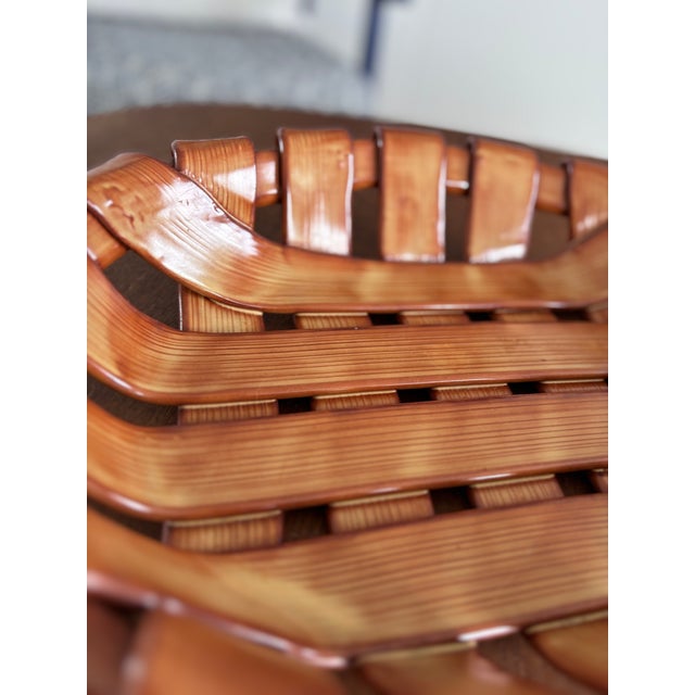 Tan Vintage Italian Woven Ceramic Fruit Bowl, 1960s For Sale - Image 8 of 10