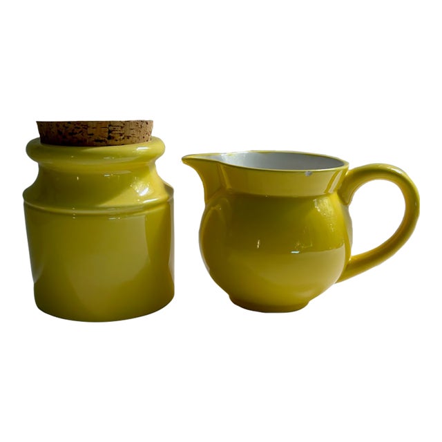 Savoir Vivre Yellow Ceramic Sugar & Creamer Set, 1980's For Sale