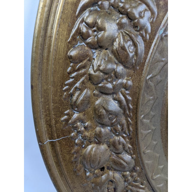Vintage English Embossed Brass Wall Charger With Horse-Drawn Coach Scene, 23" For Sale - Image 15 of 15